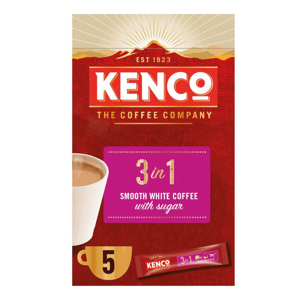 Kenco - 3 in 1 Smooth White Instant Coffee with Sugar Sachets 24 x (8 Sachets)